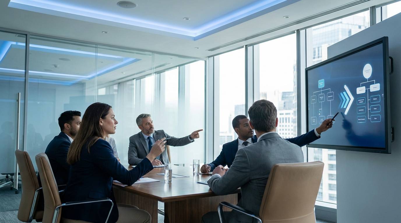 Strategiemeeting zu Unternehmensstrukturen im Boardroom